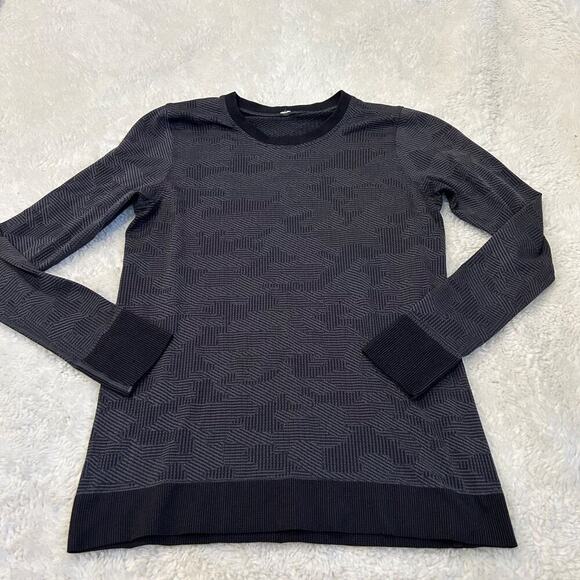 Lululemon Swiftly Womens Breathe Long Sleeve Vented Camo Blk/Asphalt Grey Sz 4 - Picture 2 of 6